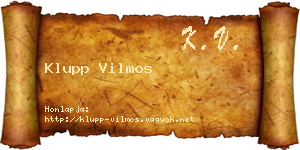 Klupp Vilmos névjegykártya